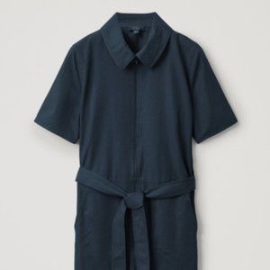NWT COS BELTED COTTON JUMPSUIT Size 10 - Navy